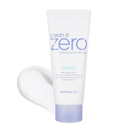 BANILA CO Clean It Zero Calming Foam Cleanser | Rich Lather Hydrating Cleansing With Soothing Finish | CICA Relief for Sensitive Skin | Vegan & Hypoallergenic (150ml / 5.07 fl.oz)