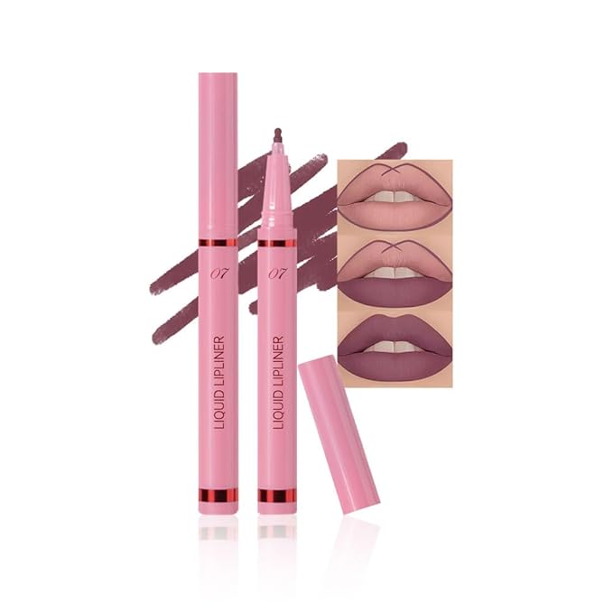 Hxssll Deep Plum Lip Liner Stain – 24H Longwear Waterproof Matte Lip Contour Pen, Transfer-Proof Precision Marker for Defining & Outlining Lips All Day Stay Lip Lip Liner Marker 07#