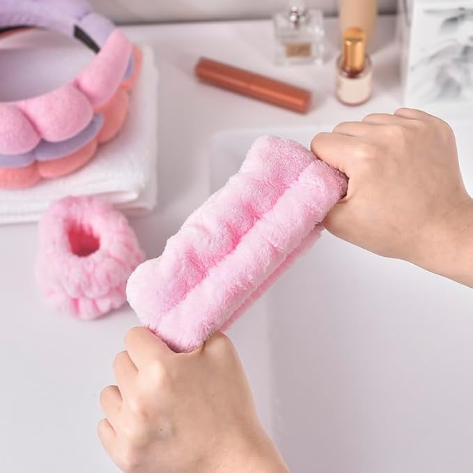 OCTAZI Soft Puffy Headband for Washing Face – Terry Cloth Skincare & Makeup Removal Hair Band for Women & Girls | Non-Slip Bubble Spa Headbands for Facial, Exfoliating, Bath & Beauty Routine
