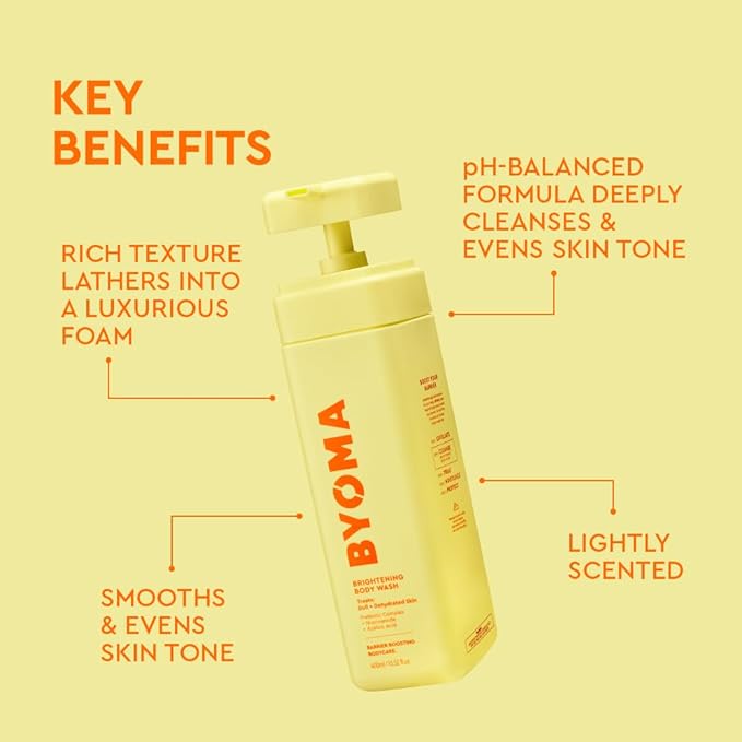 BYOMA Brightening Body Wash - Creamy Formula with Niacinamide & Azelaic Acid for Dull, Dehydrated Skin - Brightens & Evens Tone - Skin Barrier Repair - 16.9 Fl. Oz