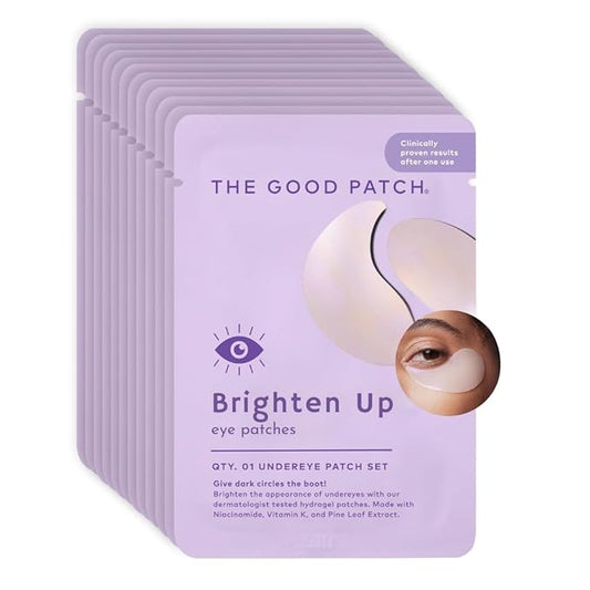 The Good Patch Brighten Up Hydrogel Under Eye Patches for Dark Circles and Puffy Eyes, Made with Niacinamide, Vitamin K, Pine Leaf Extract, Clinically Proven (12 Total Patch Sets)