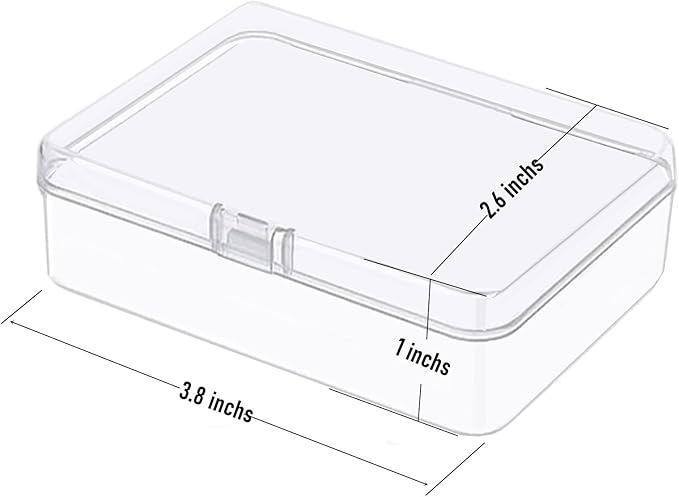 SJZQ 6 Pcs Small Plastic Containers with Lids & Labels, 3.8"x2.6"x1" Mini Storage Containers, Clear Rectangle Box Organizer for Beads, Jewelry, Crafts, Game Pieces, Small Item Storage