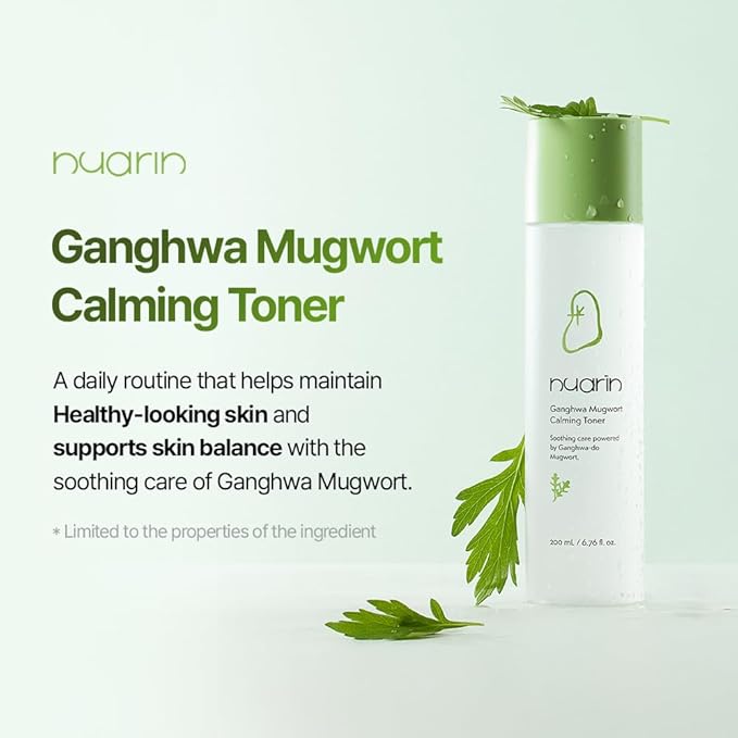 NUARIN Ganghwa Mugwart Calming Toner 200ml / 6.76 fl.oz | 77% Ganghwa-Origin Mugwort Extract | LHA Exfoliating Toner for Pore & Sebum Care | Vegan | Korean Skincare