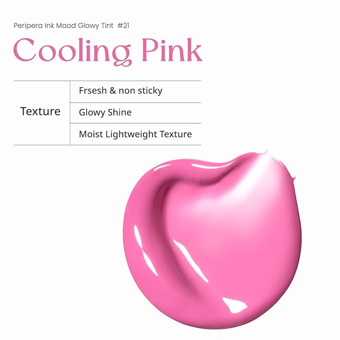 Peripera Ink Mood Glowy Tint | Lip-Plumping, Naturally Moisturizing, Lightweight, Glow-Boosting, Long-Lasting, Comfortable, Non-Sticky, No White Film (021 COOLING PINK (LUCKY LOTTERY))