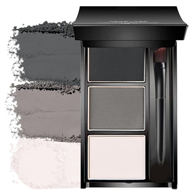 Eye Brow Powder Palette with Mirror for Women, Taupe Gray Eyebrow Kit with Brush, Long-Lasting 3 Colors Brow Palette, Filler for Full, Defined Natural Brows Shaping (01)