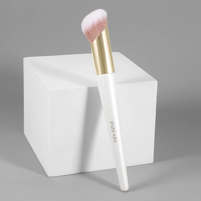 Angled Foundation Brush for Liquid Makeup, Cream Contour Brush for Cream Makeup, Liquid Foundation Brush, Liquid Foundation Makeup Brushes for Liquid Foundation. (White, 161L)