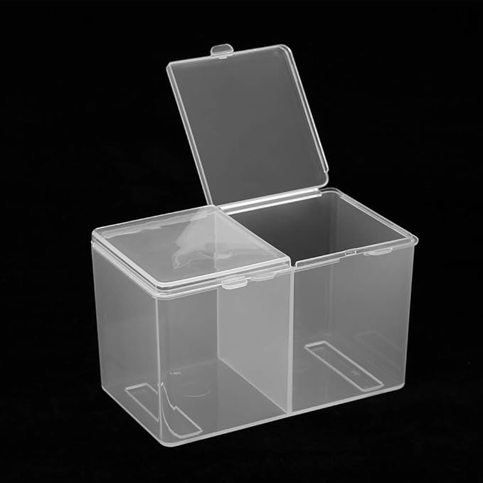 Cotton Pad Holder, 2 Grids Cotton Pads Swabs Makeup Container Nail Polish Glitter Powder Organizer Storage Box for Gauze Ball Home Office supplies (4.9 * 2.8 * 3.0 inch)