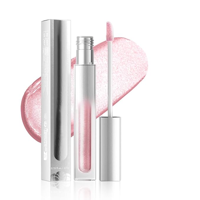 Hxssll Pearlescent Metallic Lip Gloss & Liquid Eyeshadow 2-in-1, Long Lasting Waterproof Glitter Lipstick, Shimmer Lip Color, High Pigment Metallic Glitter Eyeshadow Makeup for Women 02