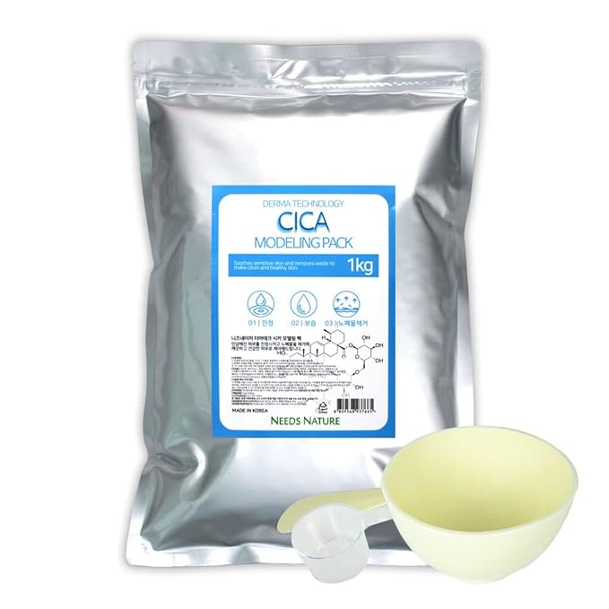 Modeling Mask with CICA for Face – NEEDS NATURE | Soothing & Redness Relief Peel-Off Rubber Mask | Korean Skincare | Home Spa Treatment | 1000g Powder Pack with Mixing Tools