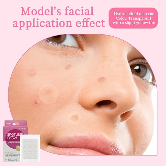 Evyra Spotless Patch – Invisible Hydrocolloid Blemish Cover Dots – Ultra-Thin, Clear Spot Stickers for Discreet Coverage – 72 Count