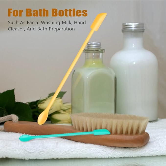 Silicone Spatula Set (6Pcs) - Mini Scraper Tool for Beauty & Food - Reach Every Last Drop, Multi-Size Spatulas for Makeup Jars, Lotion Bottles & Kitchen Containers (Blue and purple)