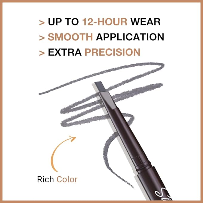 5 Pcs Ultimate Eyebrow Retractable Definer Pencils,Dual-Sided Natural Soft Textured Eyebrow Pencil, for Daily Look Eyebrow Makeup,Brow Brush,Fine Tip (2*Black+3*Grey)