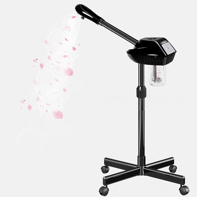 Professional Facial Steamer, Facial Steamer on Wheels with Timer Function, Ozone Face Steamer for Spa, Salon and at Home Use
