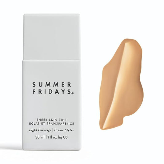 Summer Fridays Sheer Skin Tint - Skin Tint with Hyaluronic Acid - Helps Diminish Uneven Skin Tone - Sheer to Light Coverage - Shade 4 - Light-Medium with Neutral Olive Undertones (1 Fl Oz)