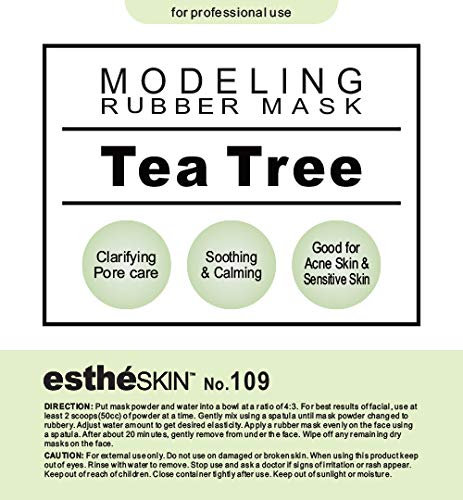 Peel Off Type Modeling Mask Powder for Facial, Skin Care, Professional Size, 35oz (2.2Pound) 1kg, 1 pack with 3pcs Mixing Bowl Set (109.Tea Tree)