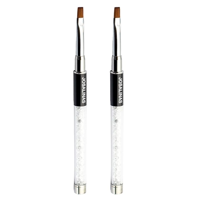 JOSALINAS Nail Brushes Art Pen 2PCS, Gel Polish Painting Tools with Nail Extension Gel Builder, Salon at Home DIY Manicure (Black-Flat#6)