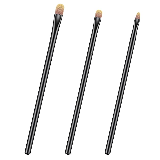 3PCS Flat Concealer Brush Small Black Premium Synthetic Makeup Brushes Under Eye, Travel Foundation Make up Brush Set Precise Coverage Dark Circles Face Contour Blending Brushes(3 Sizes)