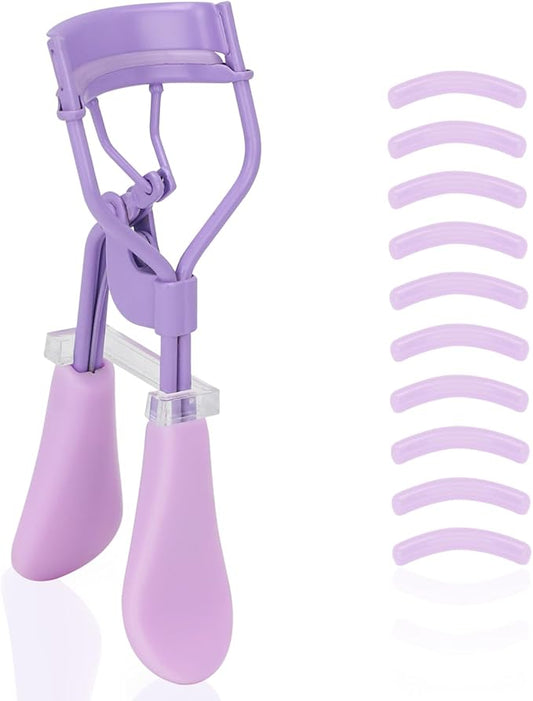 ODELY Eyelash Curler with Pads, Lash Curler with 10 Extra Silicone Replacement Pads, Comfortable Grip for Effortless Curling – Eyelashes for The Perfect Eye Contour (Hyacinth Purple)