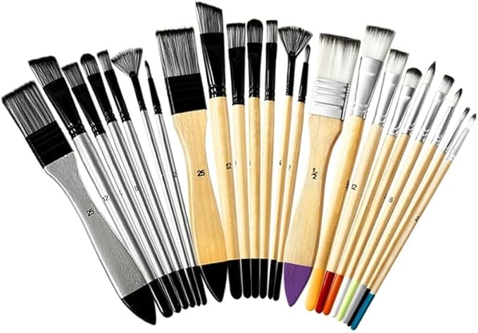 CPLAGYUEWZ Paint Brushes Set, 1 Pack 7 Pcs Round-Pointed Tip Nylon Hair Artist Acrylic Paint Brushes for Acrylic Painting Oil Watercolor, Face Nail Art, Canvas, Miniature Detailing & Rock Painting