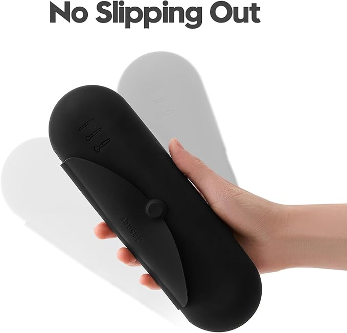 JASAQE Silicone Makeup Brush Holder，Travel Makeup bag-Soft Portable Cosmetic Face Brushes Holder，Large Travel Makeup Brush Case with Anti-Fall Out Magnetic Closure