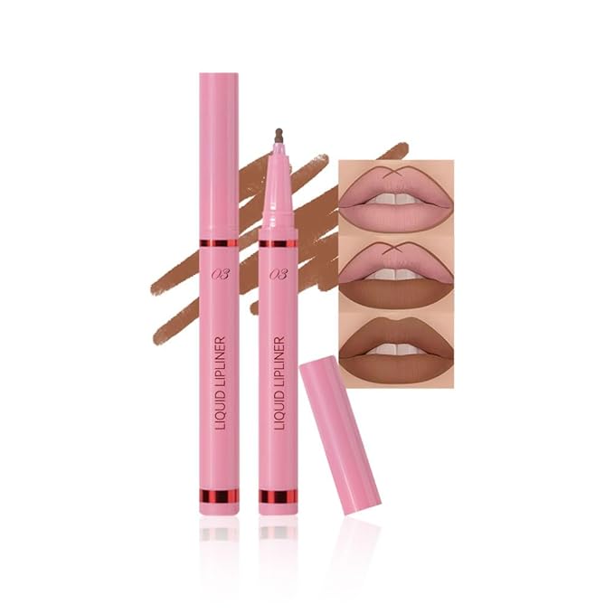 Hxssll Mocha Brown Lip Liner Stain – 24H Longwear Waterproof Matte Lip Contour Pen, Transfer-Proof Precision Marker for Defining & Outlining Lips All Day Stay Lip Lip Liner Marker 03#