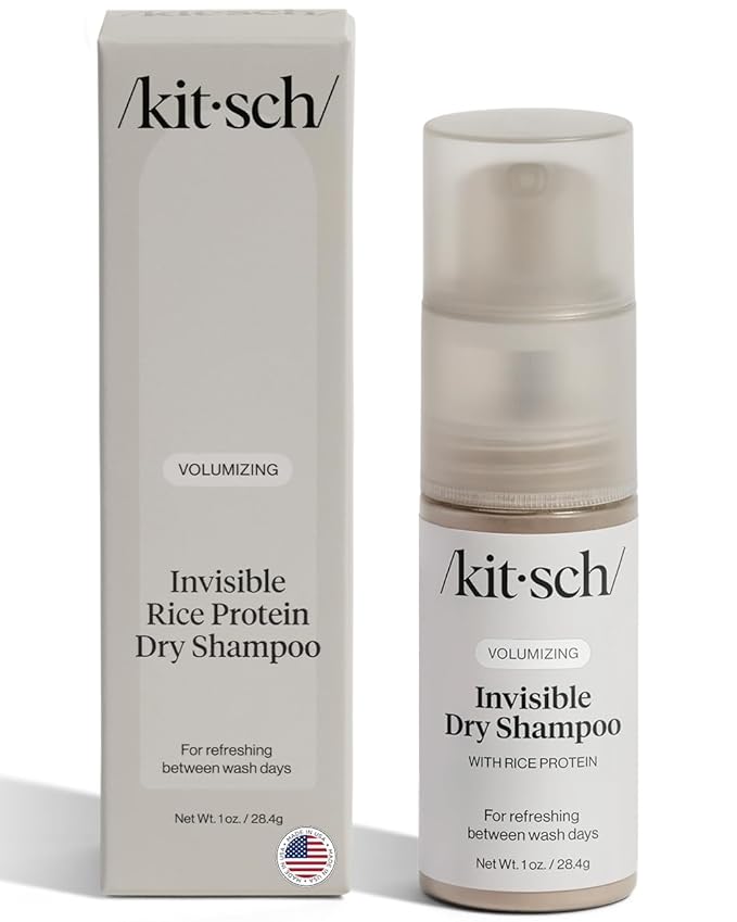 Kitsch Volumizing Rice Protein Dry Shampoo Powder - Dry Shampoo for Women & Men, No White Cast, Absorbs Oil, Non-Greasy, Light-to-medium Hair Colors, Travel Size | Ideal Gifts for Women- Invisible 1oz