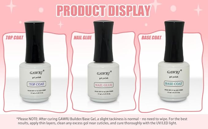 GAWRJ No Wipe Gel Top Coat 2 Packs, High Shine Mirror Finish UV LED Nail Polish, Low Odor Nail Care, 15ml Each - Professional Long Lasting Glossy Seal for Manicure
