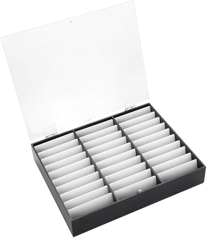Semme Nail Storage Box, Display Box Nail Art Decoration Container Empty Nail Tips Storage Box Fake Nail Display Case(Black)