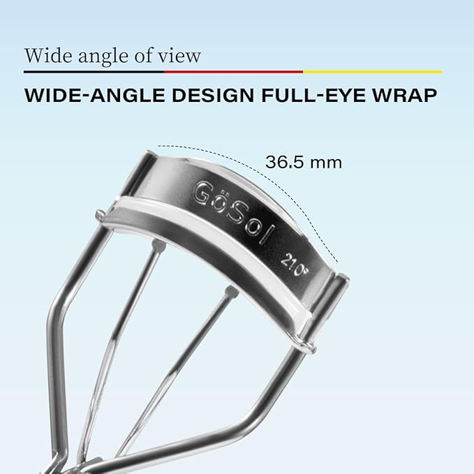 GöSol Eyelash Curler w/3 Replacement Pads (Soft/Medium/Firm) - Professional Lash Curler for Natural, Fake, Curly or Straight Lashes, Includes Protective Cover