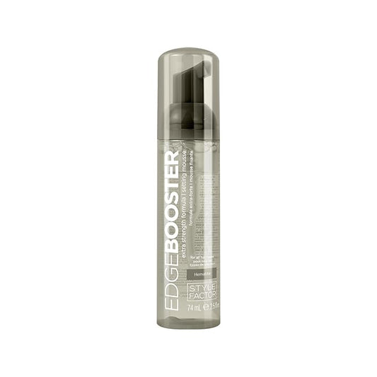 Style Factor EDGE BOOSTER Extra Strength Setting Mousse Travel Size – Frizz Control, Extra Volume, and Conditioning – 2.5oz Hematite Mousse for Curly Hair