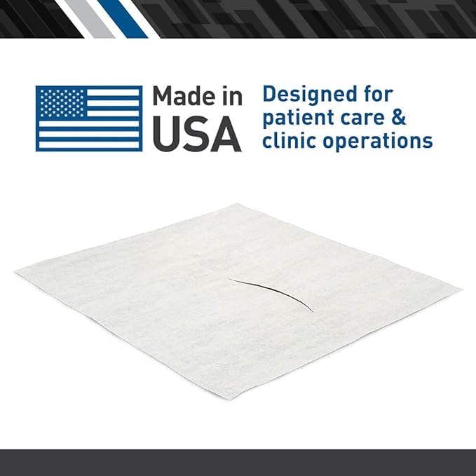 BodyMed Headrest Paper Tissue Sheets – Tissue Paper Squares for Chiropractic Exam Table or Massage Table – White – 12-Inch x 12-Inch – with Nose Slit (1,000 per box)