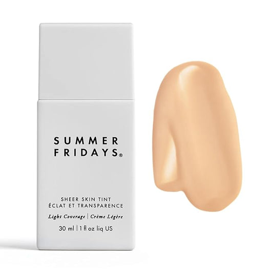 Summer Fridays Sheer Skin Tint - Skin Tint with Hyaluronic Acid - Helps Diminish Uneven Skin Tone - Sheer to Light Coverage - Shade 1 - Fair with Neutral Peach Undertones (1 Fl Oz)