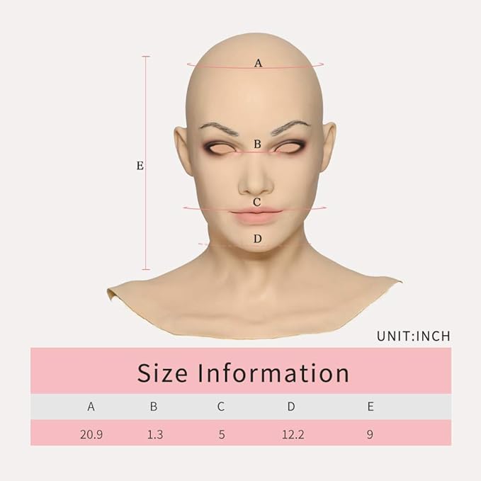 Minaky Hand-made Silicone Head Mask America Girl for Crossdresser Transgender Costumes Drag Queen