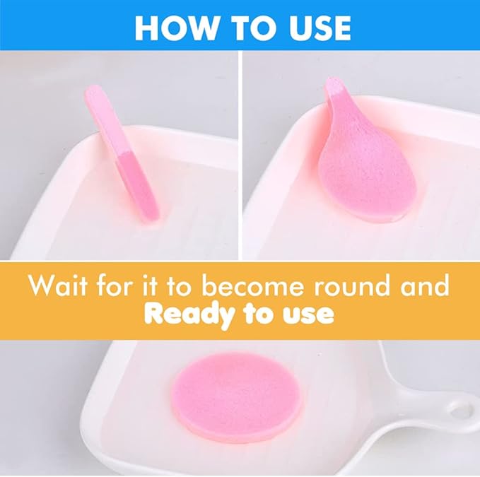 Mgiflw Compressed Facial Sponge,Reusable Makeup Blender 60 Count,Soft Round Wash Sponges for Estheticians Makeup Removal,Face Cleansing Exfoliating Compress Spa Pads for Women,Pink