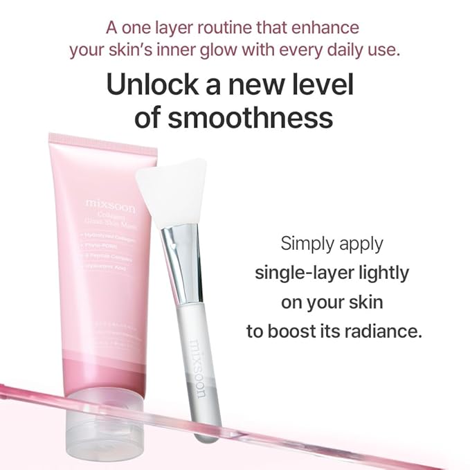 mixsoon Collagen Glass Skin Mask - Hydrating and Firming Collagen Wrapping Peel Off Mask, Low Molecular Collagen, Radiant Smooth Finish for Glowing Skin 80ml / 2.71 fl.oz. Korean Glass Skin Care