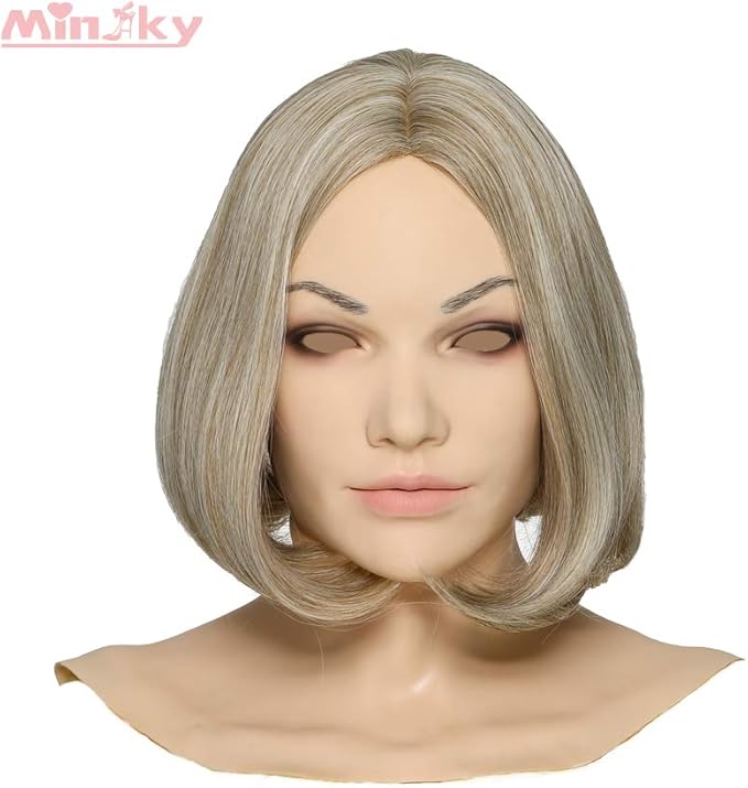 Minaky Hand-made Silicone Head Mask America Girl for Crossdresser Transgender Costumes Drag Queen