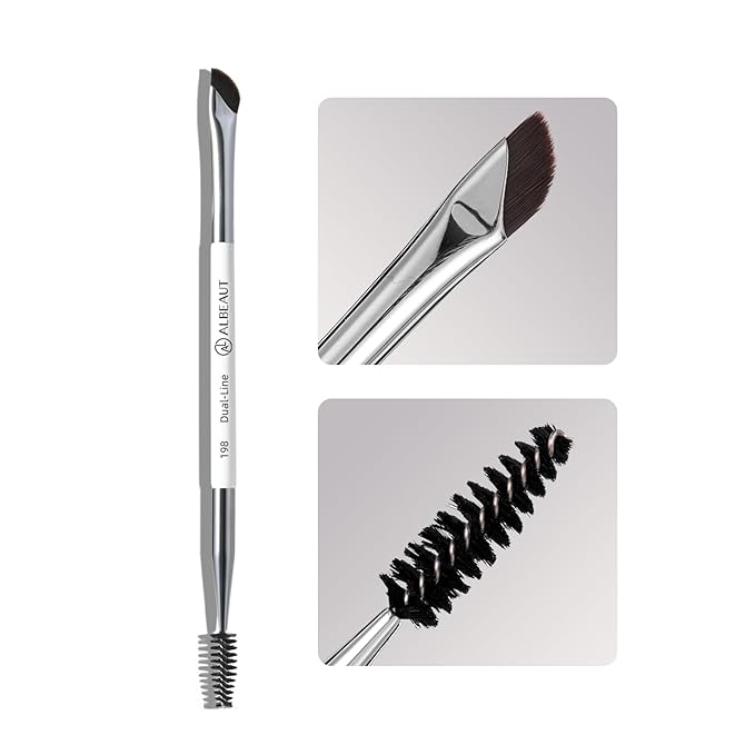 Dual Eyeliner Brush Brow Brush, Precision Eye Makeup Applicator For Powder/Liquid/Cream Formula, Ultra-thin Eyeliner Brush Synthetic Bristles (198 Dual-Line)