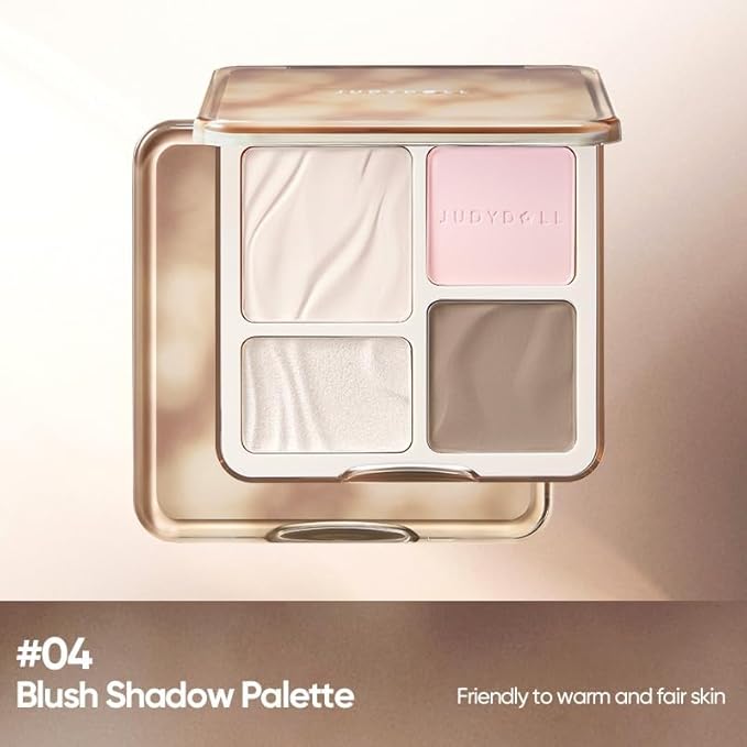 JUDYDOLL Highlight & Contour Palette, All-in-One Matte Highlighter Contour Compact, stocking stuffers, Blendable Face Makeup for Beginners, for All Skin Tones (New Version 04 Blush Shadow Palette)