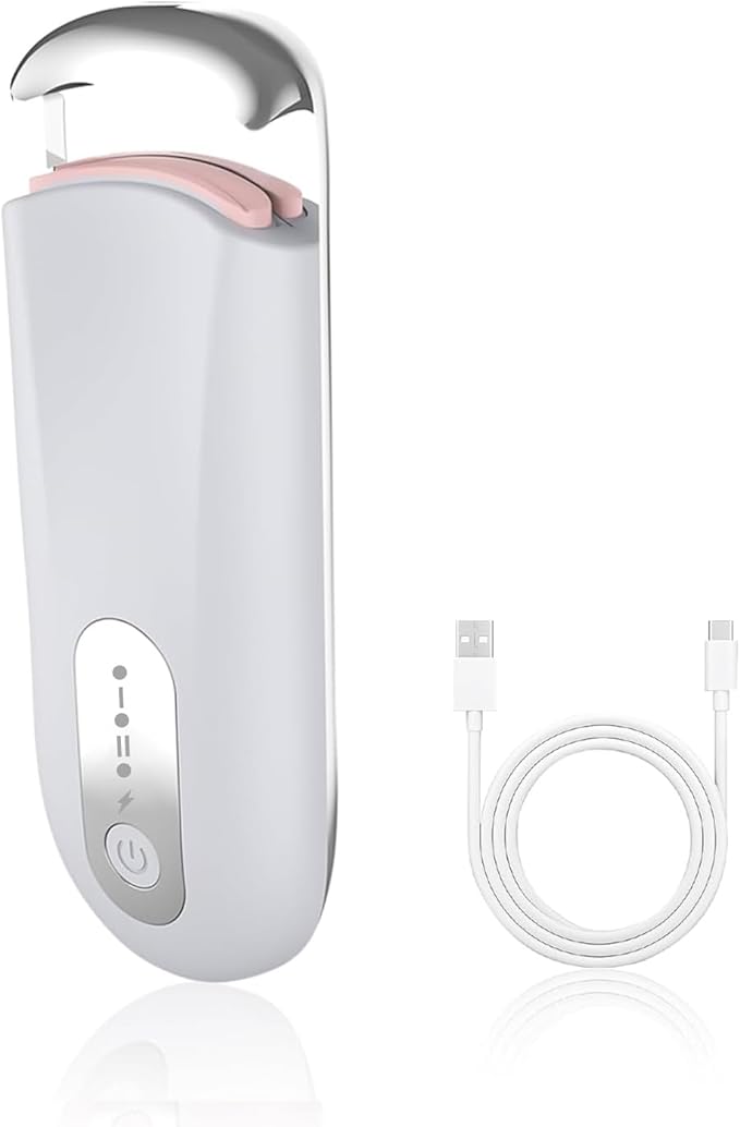 Hsenowi Heated Eyelash Curler for Natural Lashes 2-Level Adjustable Temperature Mini Electric Lash Curler Fast 3-Second Heat Up 24 Hours Long-Lasting Curl