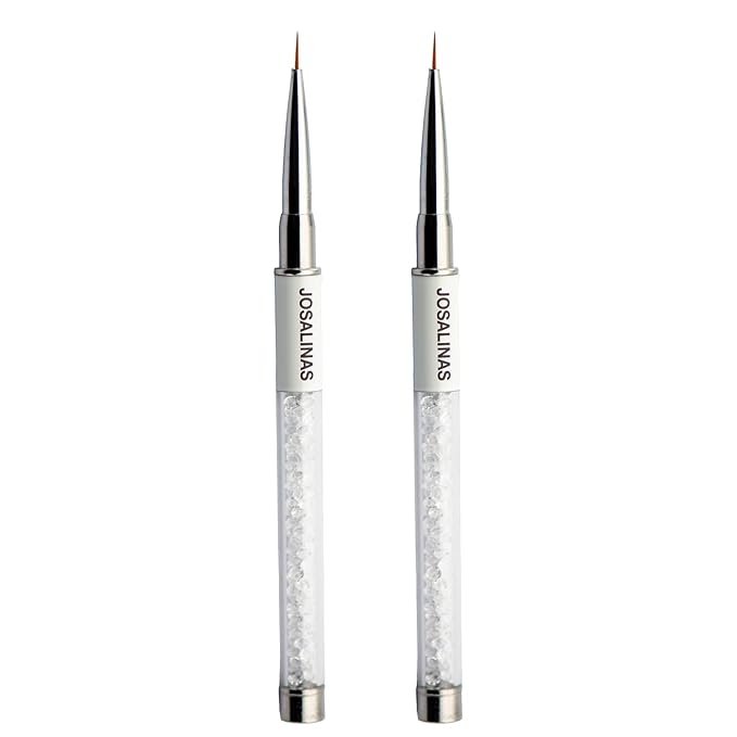 JOSALINAS Nail Brushes Art Pen 2PCS, Gel Polish Painting Tools with Nail Extension Gel Builder, Salon at Home DIY Manicure (White-Liner#7mm)