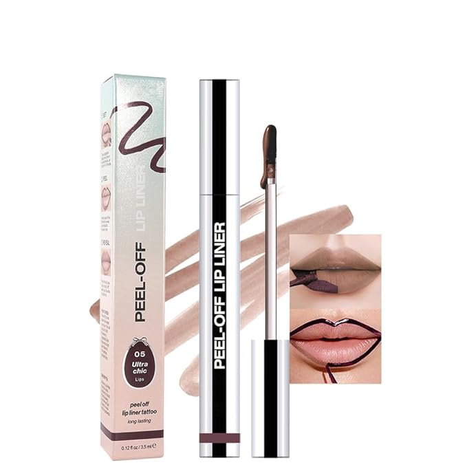 JUAAZIN Matte Liquid Lip Stain Peel Off Lip liner Tattoo, Dark Brown Matte Peel Off Lip Stain, Long Lasting Waterproof Lipstick Lip Gloss Stain, Transfer-proof for All Skin Types, 0.12 fl oz 05#
