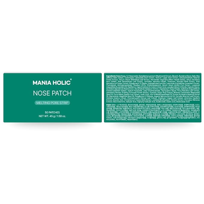 MANIA HOLIC Nose Patch Sebum Control - Melting Pore Nose Strips, Exfoliating Toner for Pore Minimization, Whitehead and Blackhead Removal, Korean Skincare (50 count)
