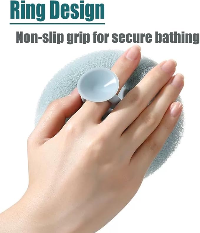Super Soft Sunflower Suction Cup Bath Ball, New Upgraded 2-in-1 Sunflower Ball Exfoliating Bath Sponge Cleaning Brush, Mesh Shower Body Sponge Accessories for Women, Men (Cyan+Purple)