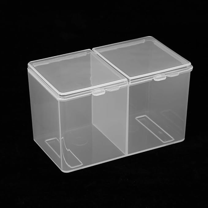 Cotton Pad Holder, 2 Grids Cotton Pads Swabs Makeup Container Nail Polish Glitter Powder Organizer Storage Box for Gauze Ball Home Office supplies (4.9 * 2.8 * 3.0 inch)