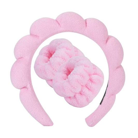 OCTAZI Soft Puffy Headband for Washing Face – Terry Cloth Skincare & Makeup Removal Hair Band for Women & Girls | Non-Slip Bubble Spa Headbands for Facial, Exfoliating, Bath & Beauty Routine