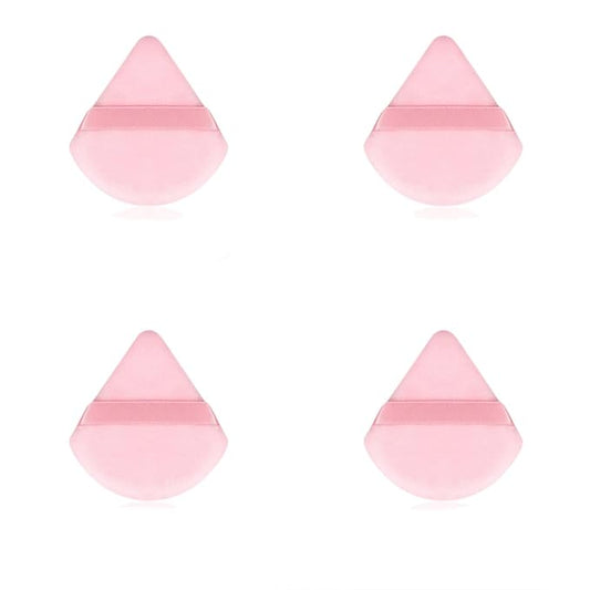 4 facial soft triangle puffs, wet and dry makeup tools, used for powder, mineral powder, body powder, foundation make-up, washable powder puffs (Pink)