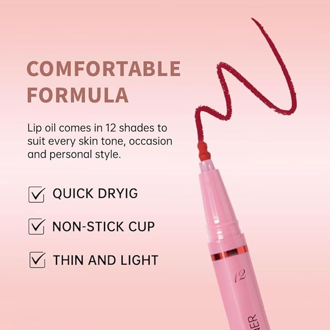 Hxssll Deep Red Lip Liner Stain – 24H Longwear Waterproof Matte Lip Contour Pen, Transfer-Proof Precision Marker for Defining & Outlining Lips All Day Stay Lip Lip Liner Marker 12#