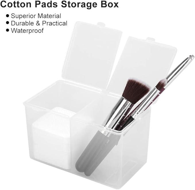 Cotton Pad Holder, 2 Grids Cotton Pads Swabs Makeup Container Nail Polish Glitter Powder Organizer Storage Box for Gauze Ball Home Office supplies (4.9 * 2.8 * 3.0 inch)