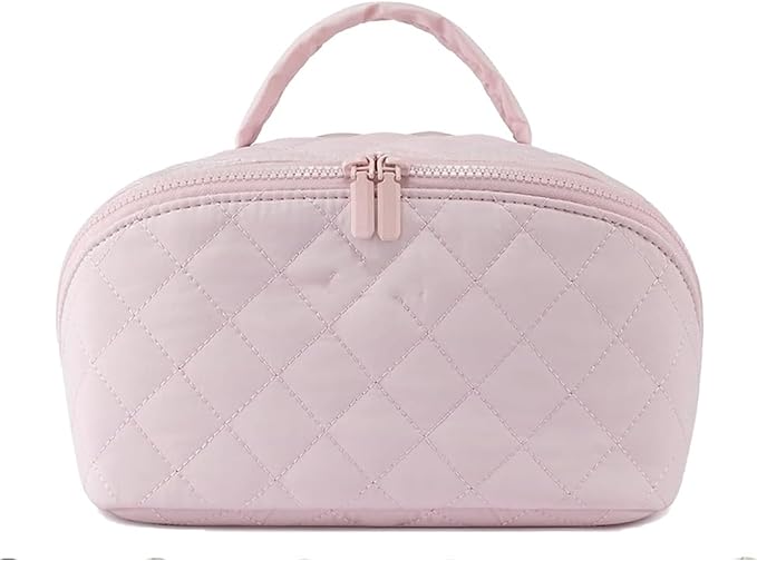 Feilium Travel Makeup Bag, Wide Open Expandable Lay-Flat Cosmetic Case, Padded Organizer for Toiletries & Brushes Large Capacity with Compartments