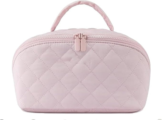 Feilium Travel Makeup Bag, Wide Open Expandable Lay-Flat Cosmetic Case, Padded Organizer for Toiletries & Brushes Large Capacity with Compartments